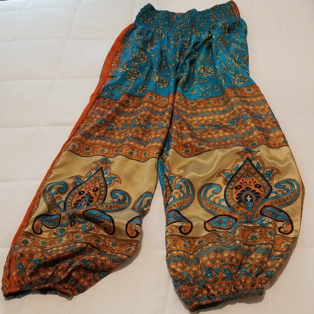 Colorful harem pants with elastic waistband L